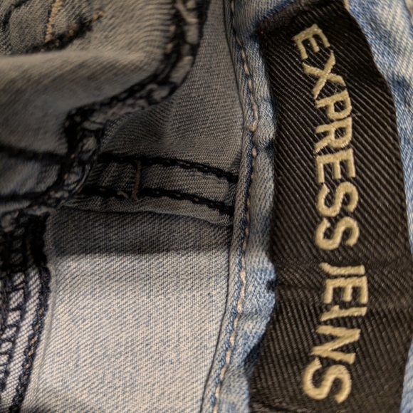 Express Light Blue Distressed Women's Jeans barely boot low rise size 12r - Picture 12 of 12